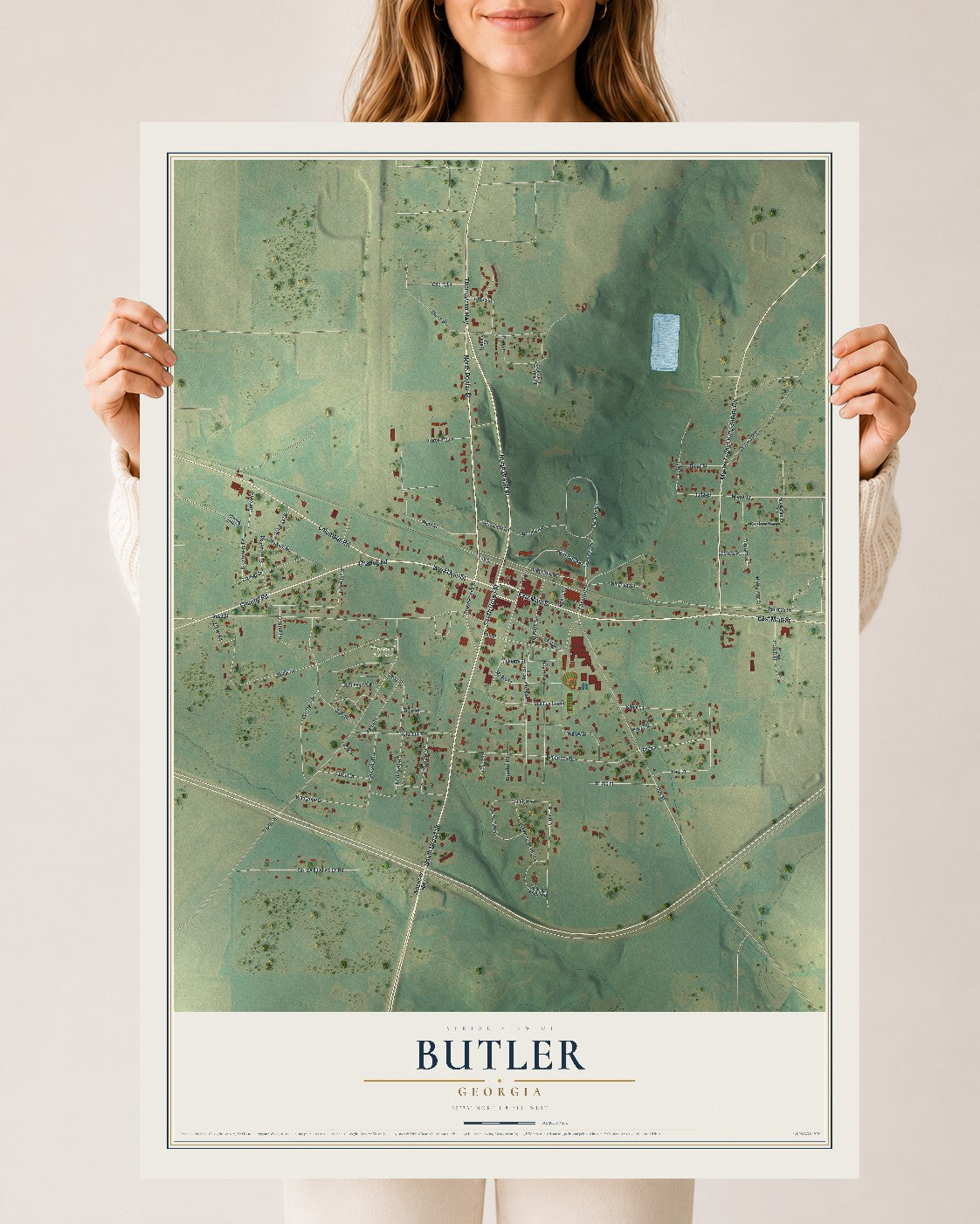 Butler, Georgia map print, 24" x 36" Archival Matte Print mockup