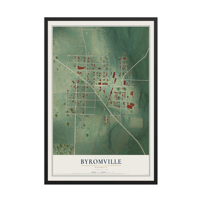 Byromville, Georgia map print, 12" x 18" W/ Black Ayous Wood Frame mockup