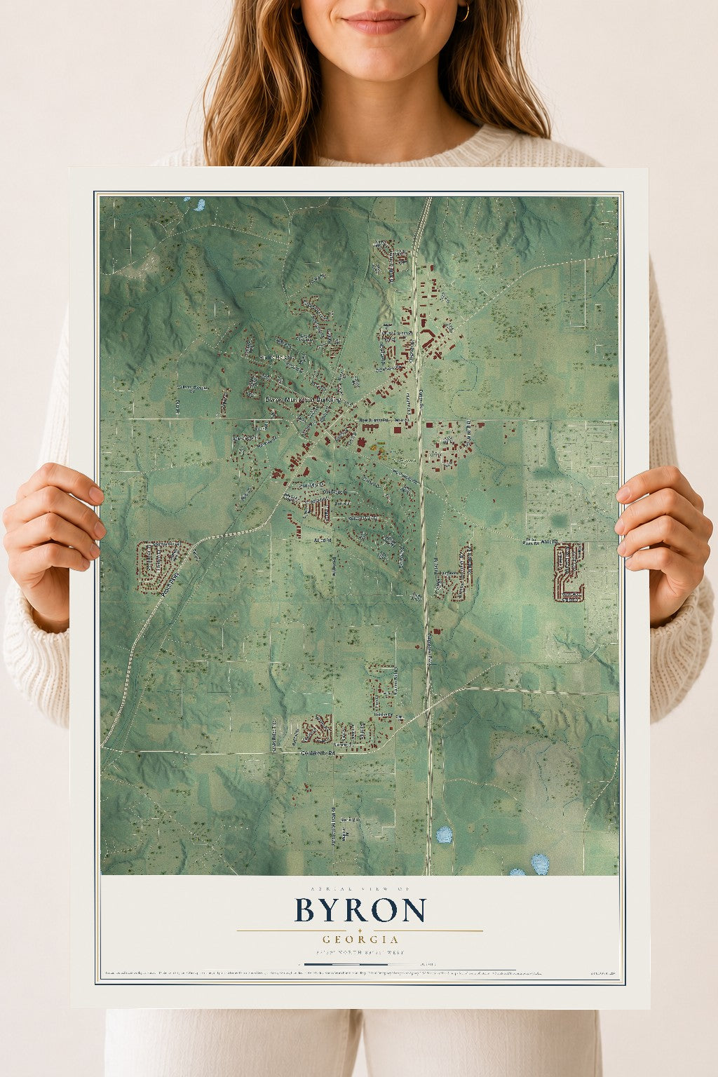 Byron, Georgia map print, 18" x 24" Archival Matte Print mockup