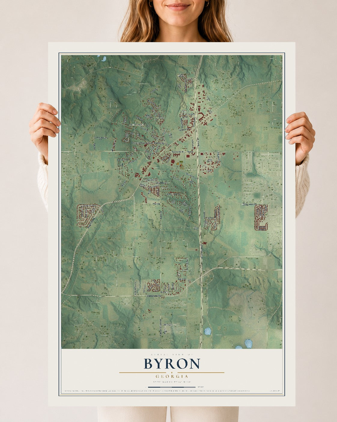 Byron, Georgia map print, 24" x 36" Archival Matte Print mockup
