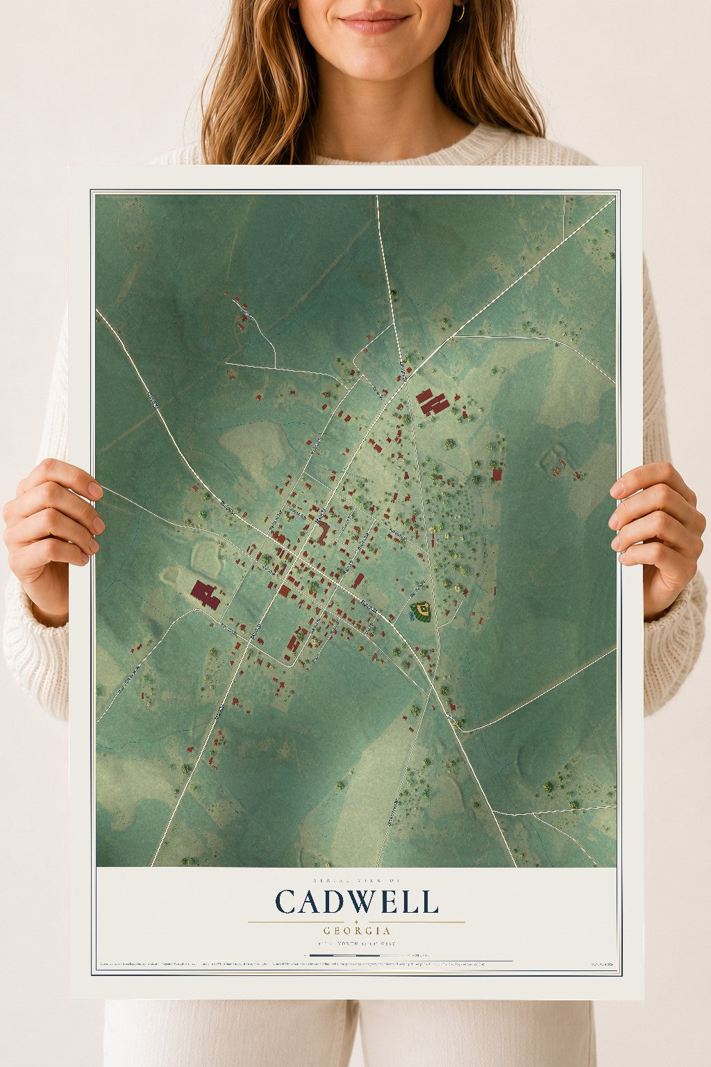 Cadwell, Georgia map print, 18" x 24" Archival Matte Print mockup