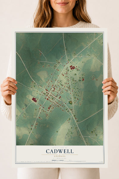 Cadwell, Georgia map print, 18" x 24" Archival Matte Print mockup