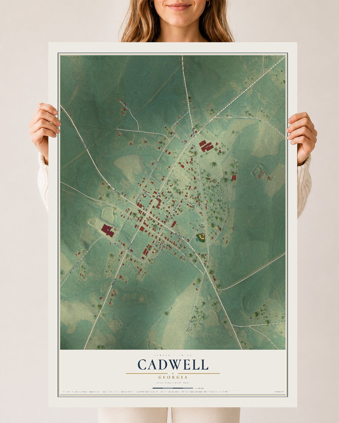 Cadwell, Georgia map print, 24" x 36" Archival Matte Print mockup