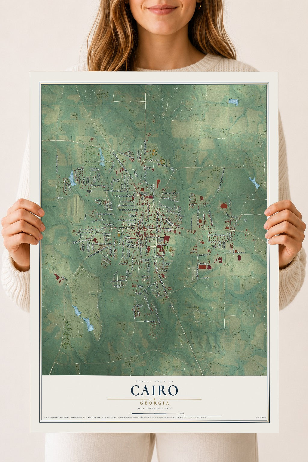 Cairo, Georgia map print, 18" x 24" Archival Matte Print mockup