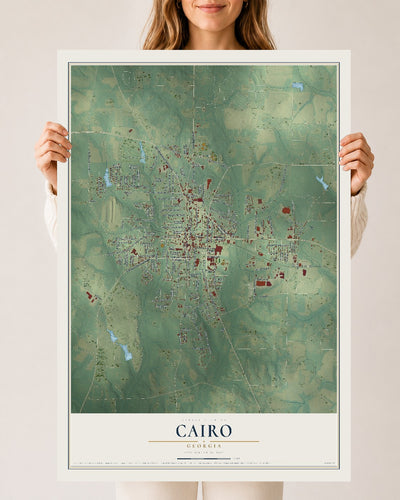 Cairo, Georgia map print, 24" x 36" Archival Matte Print mockup