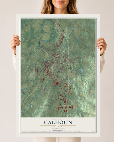 Calhoun, Georgia map print, 24" x 36" Archival Matte Print mockup