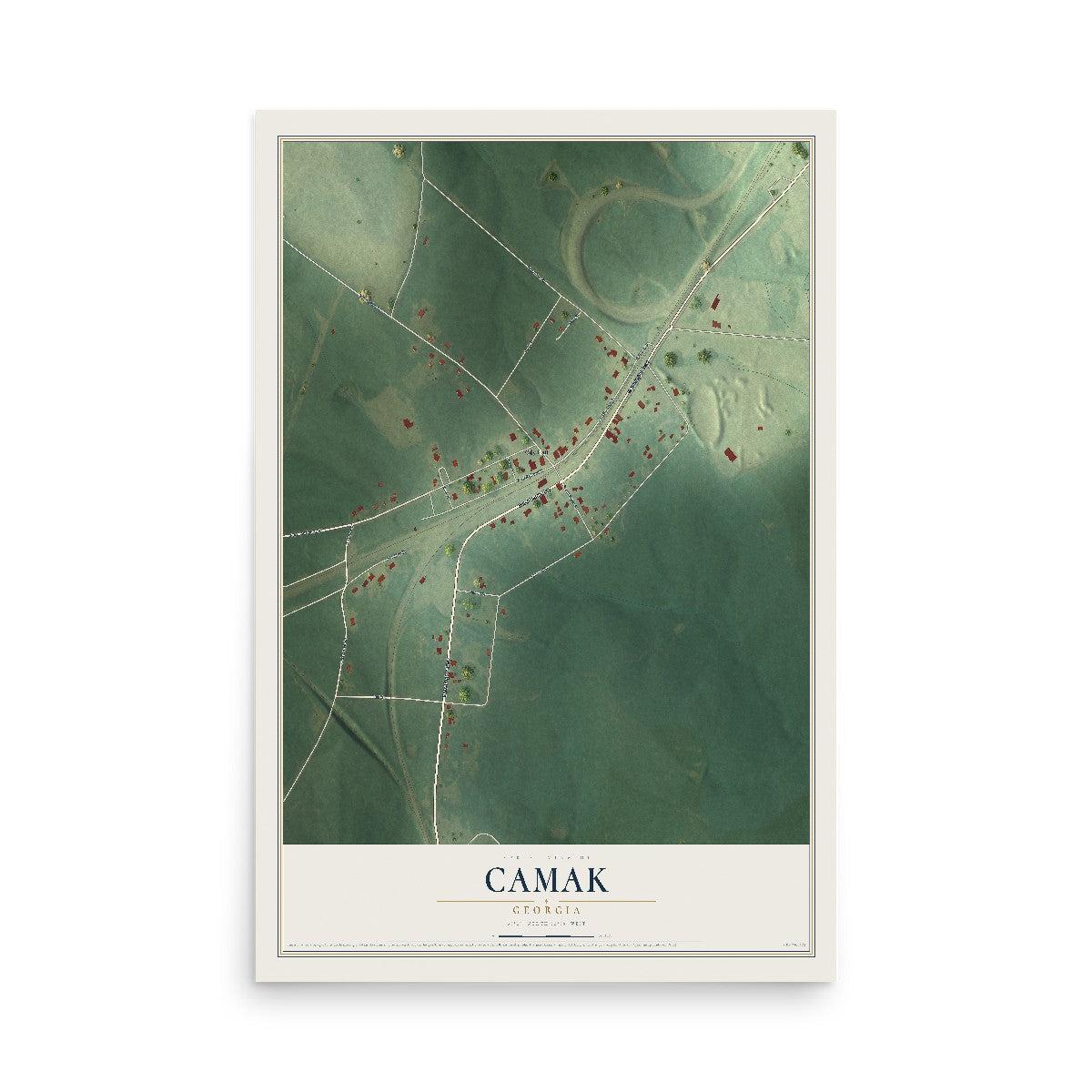 Camak, Georgia map print, 12" x 18" Archival Matte Print mockup