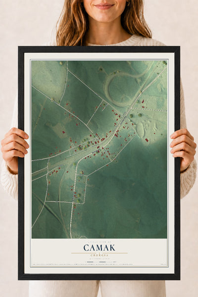 Camak, Georgia map print, 18" x 24" W/ Black Ayous Wood Frame mockup