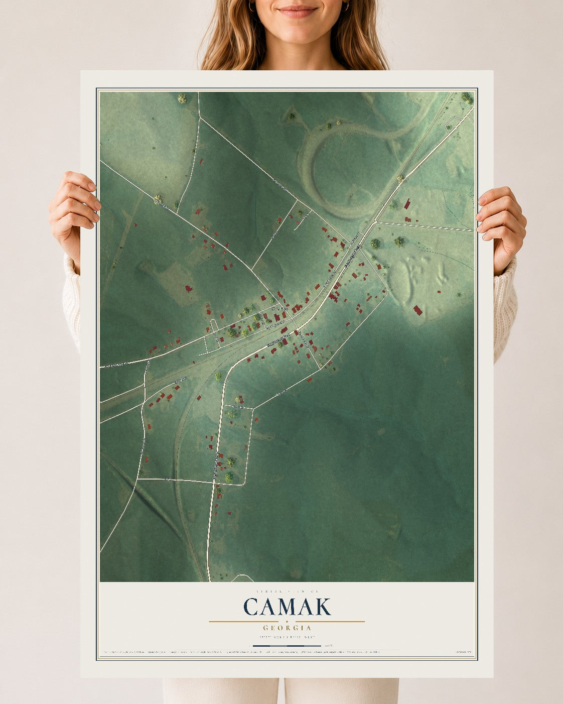 Camak, Georgia map print, 24" x 36" Archival Matte Print mockup
