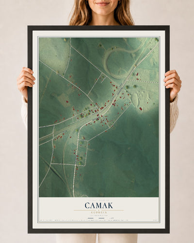 Camak, Georgia map print, 24" x 36" W/ Black Ayous Wood Frame mockup