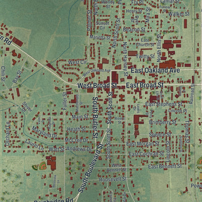 Close-up 1 of the Camilla, Georgia map artwork