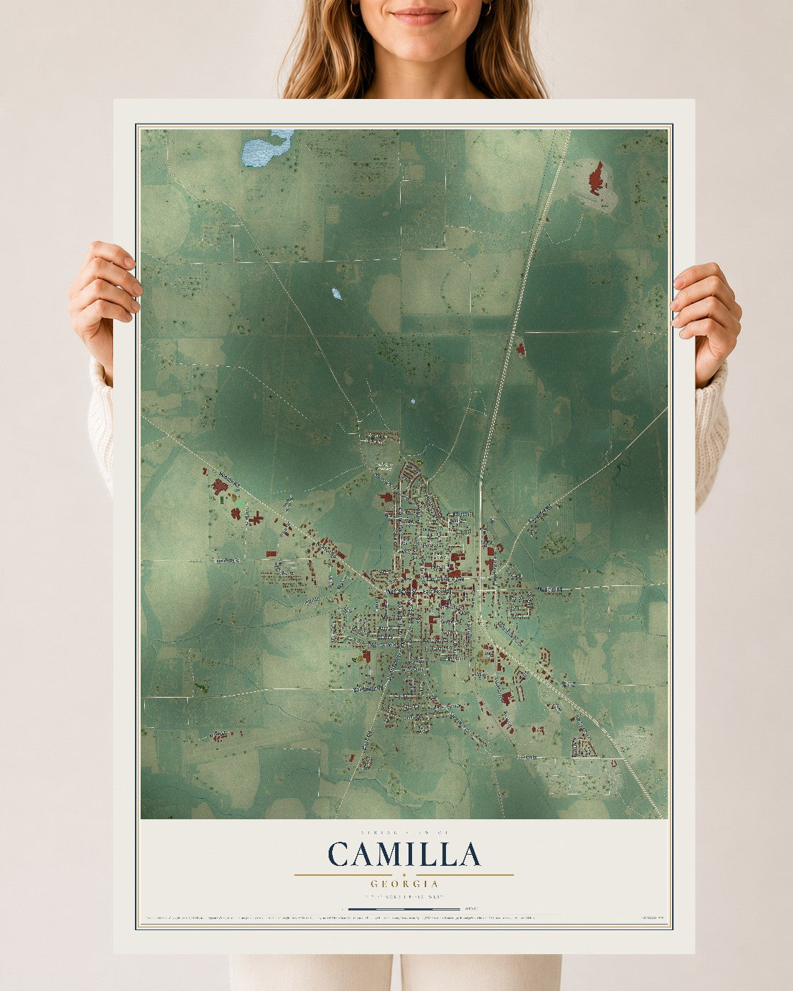 Camilla, Georgia map print, 24" x 36" Archival Matte Print mockup