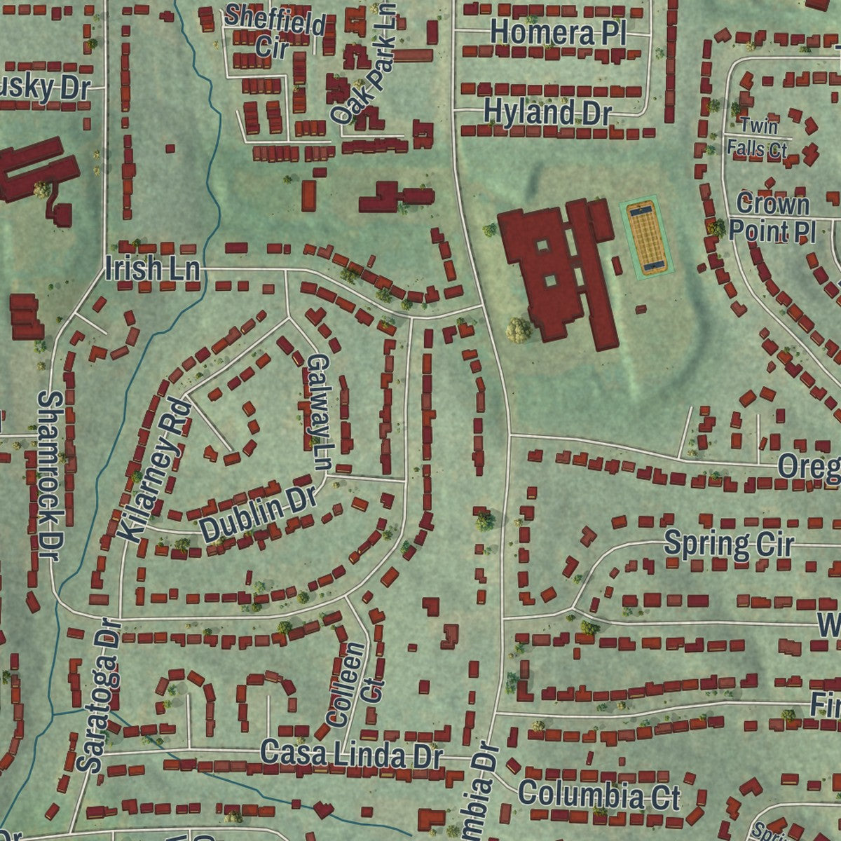 Close-up 1 of the Candler-McAfee, Georgia map artwork
