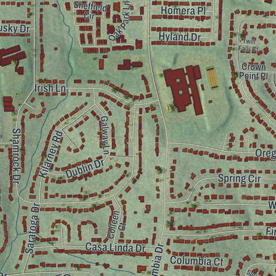 Close-up 1 of the Candler-McAfee, Georgia map artwork