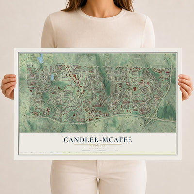 Candler-McAfee, Georgia map print, 12" x 18" Archival Matte Print mockup