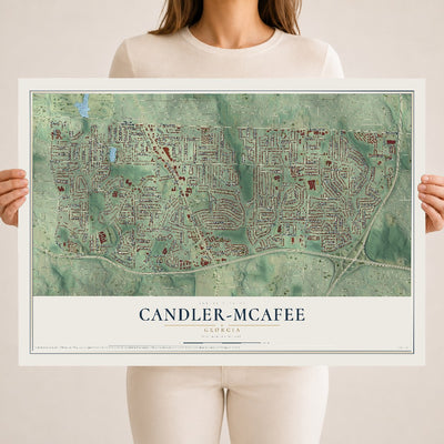 Candler-McAfee, Georgia map print, 18" x 24" Archival Matte Print mockup