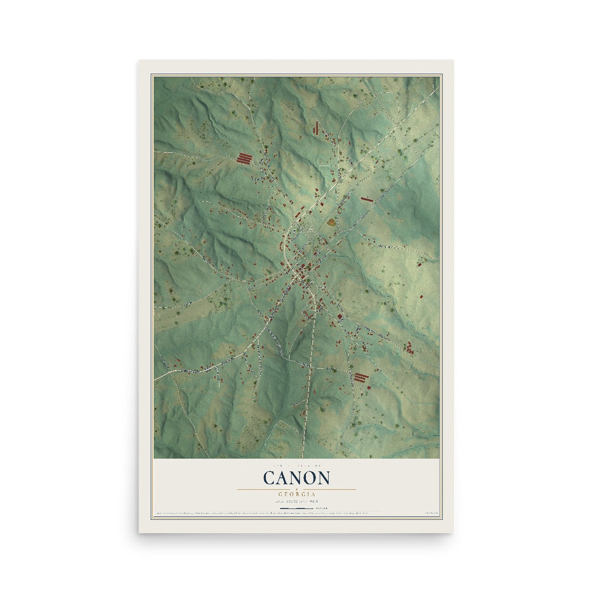 Canon, Georgia map print, 12" x 18" Archival Matte Print mockup