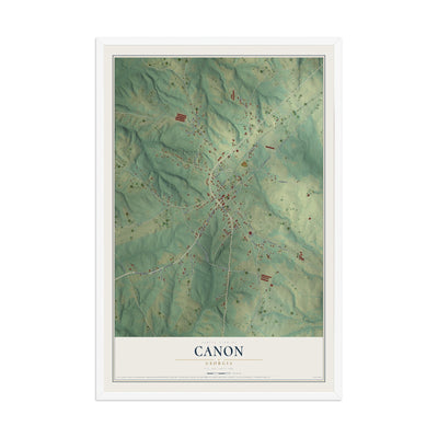 Canon, Georgia map print, 12" x 18" W/ White Ayous Wood Frame mockup