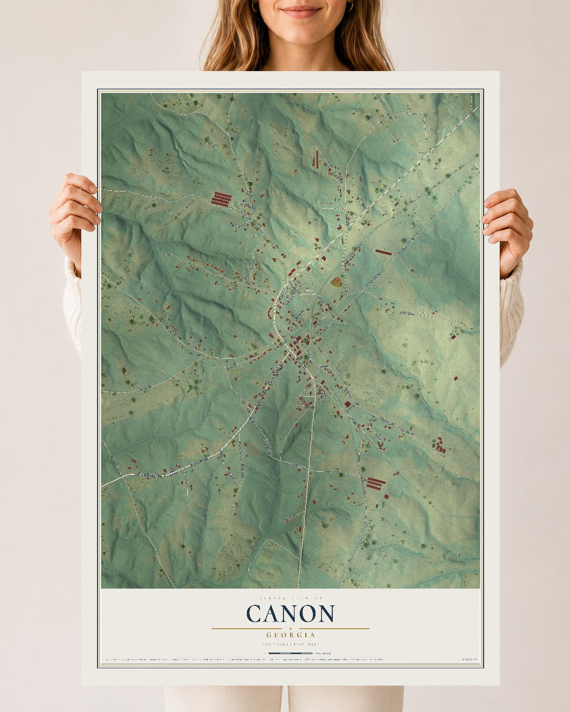 Canon, Georgia map print, 24" x 36" Archival Matte Print mockup