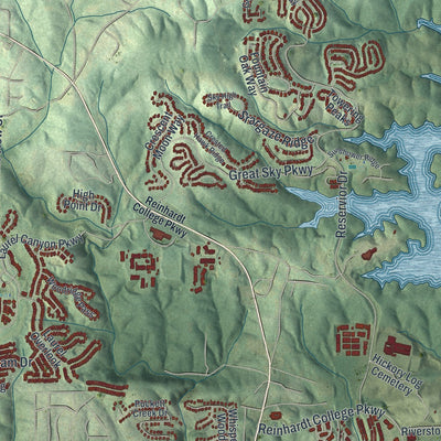 Close-up 2 of the Canton, Georgia map artwork
