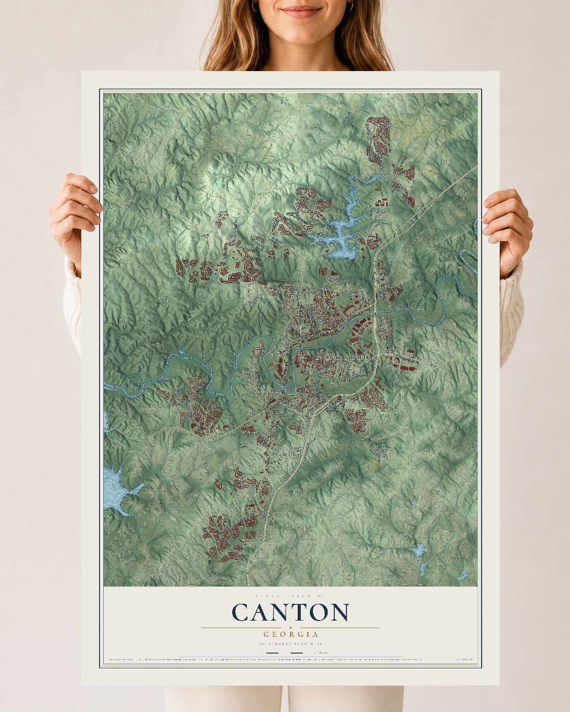 Canton, Georgia map print, 24" x 36" Archival Matte Print mockup