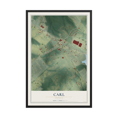 Carl, Georgia map print, 12" x 18" W/ Black Ayous Wood Frame mockup