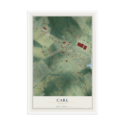 Carl, Georgia map print, 12" x 18" W/ White Ayous Wood Frame mockup