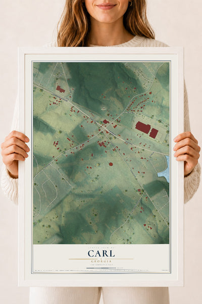 Carl, Georgia map print, 18" x 24" W/ White Ayous Wood Frame mockup