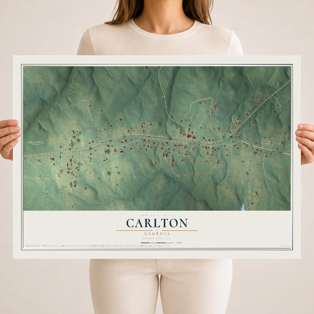 Carlton, Georgia map print, 18" x 24" Archival Matte Print mockup