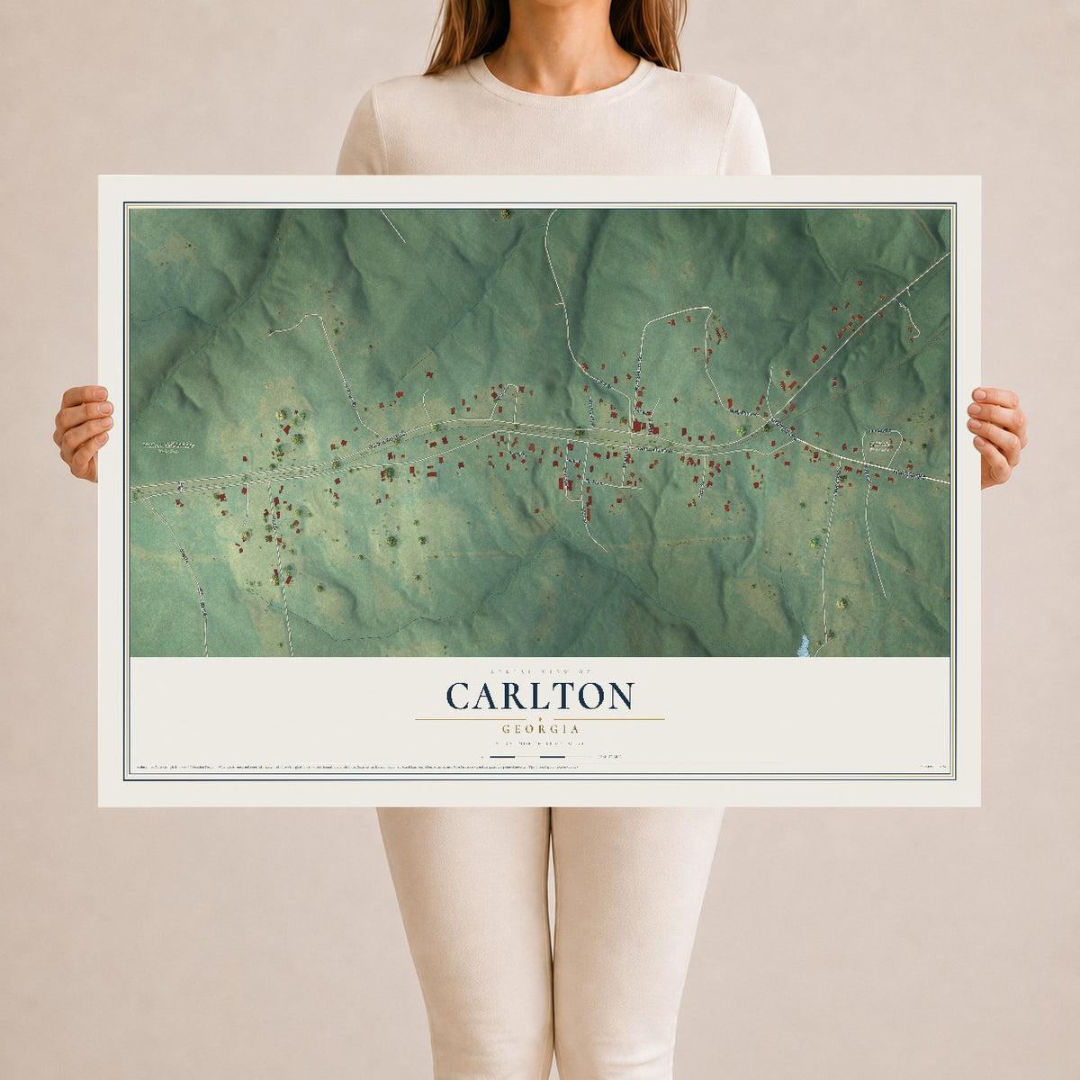 Carlton, Georgia map print, 24" x 36" Archival Matte Print mockup