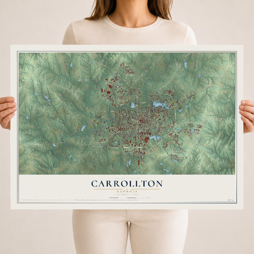 Carrollton, Georgia map print, 18" x 24" Archival Matte Print mockup