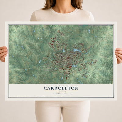 Carrollton, Georgia map print, 18" x 24" Archival Matte Print mockup