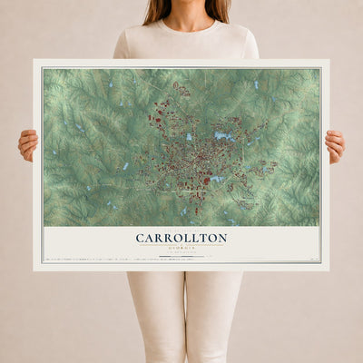 Carrollton, Georgia map print, 24" x 36" Archival Matte Print mockup