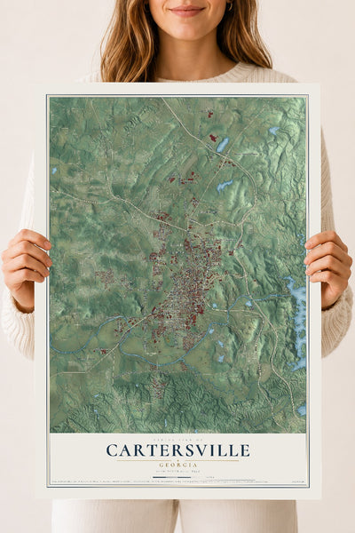 Cartersville, Georgia map print, 18" x 24" Archival Matte Print mockup