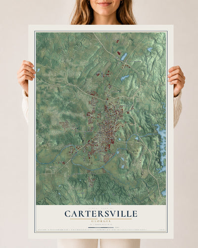 Cartersville, Georgia map print, 24" x 36" Archival Matte Print mockup