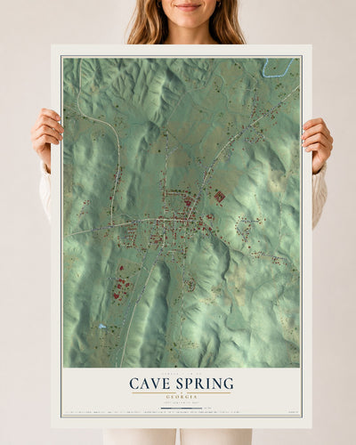 Cave Spring, Georgia map print, 24" x 36" Archival Matte Print mockup