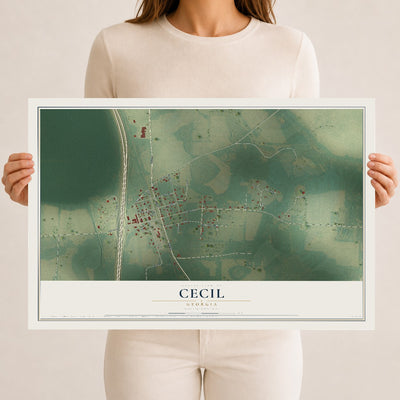 Cecil, Georgia map print, 12" x 18" Archival Matte Print mockup