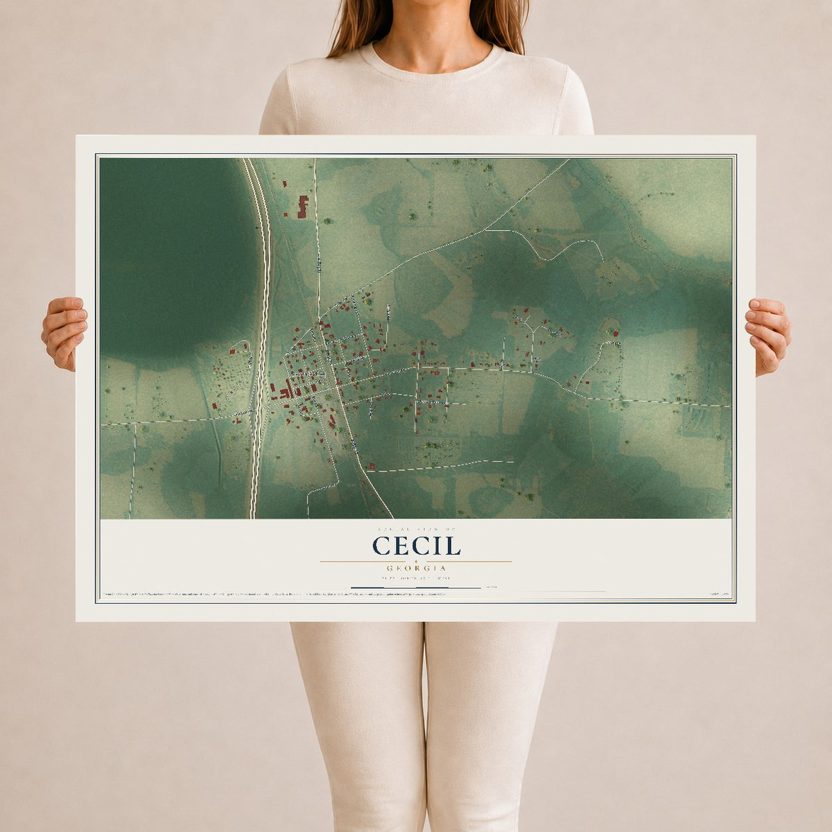 Cecil, Georgia map print, 24" x 36" Archival Matte Print mockup