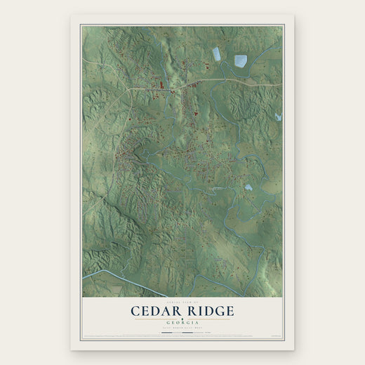 Cedar Ridge, Georgia map print, the full design
