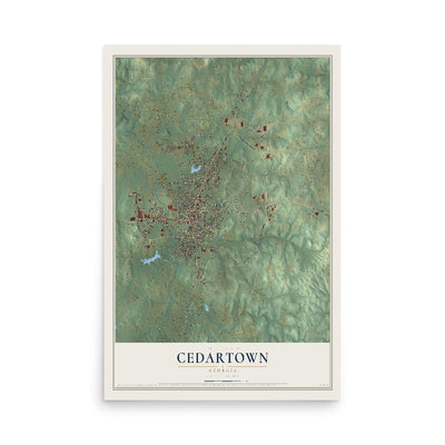 Cedartown, Georgia map print, 12" x 18" Archival Matte Print mockup