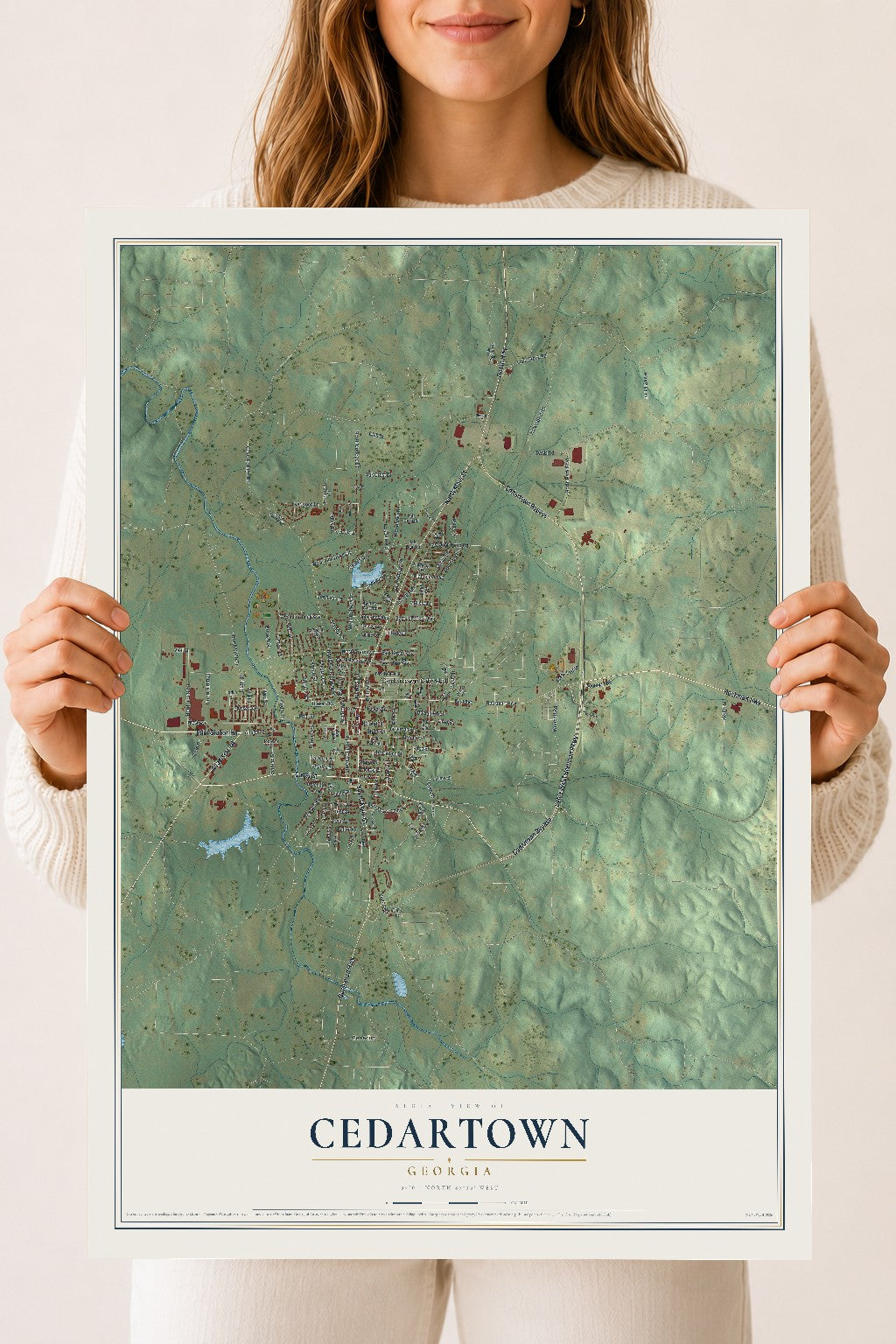 Cedartown, Georgia map print, 18" x 24" Archival Matte Print mockup