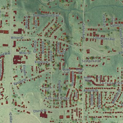 Close-up 2 of the Centerville, Georgia map artwork