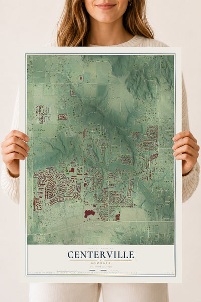 Centerville, Georgia map print, 18" x 24" Archival Matte Print mockup