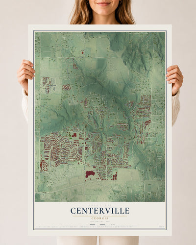 Centerville, Georgia map print, 24" x 36" Archival Matte Print mockup