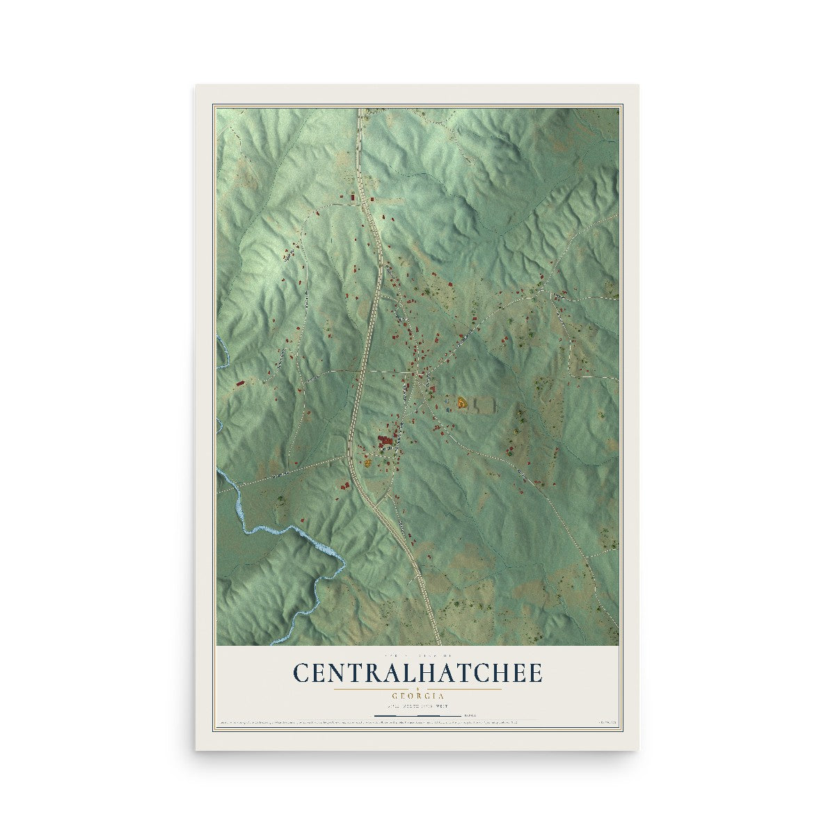 Centralhatchee, Georgia map print, 12" x 18" Archival Matte Print mockup