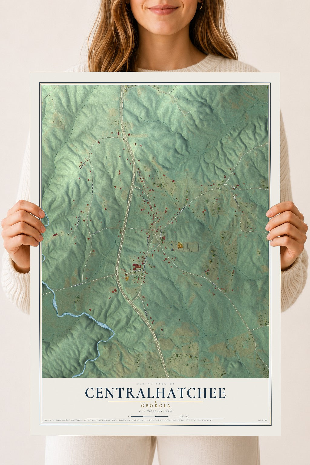 Centralhatchee, Georgia map print, 18" x 24" Archival Matte Print mockup