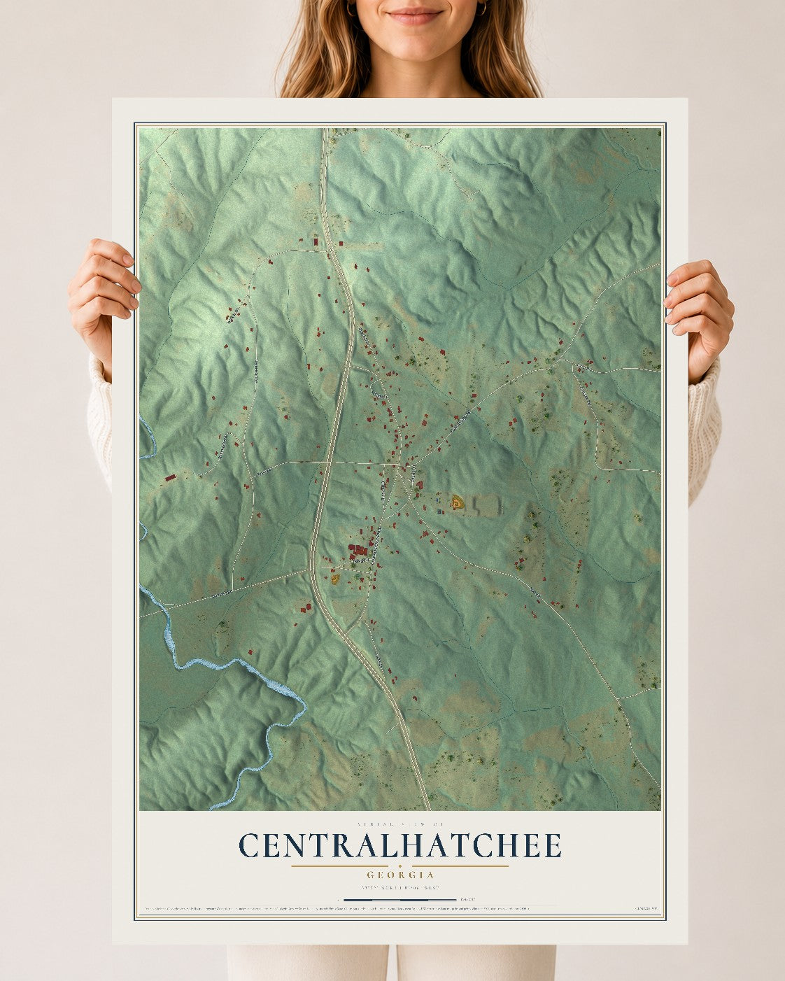 Centralhatchee, Georgia map print, 24" x 36" Archival Matte Print mockup