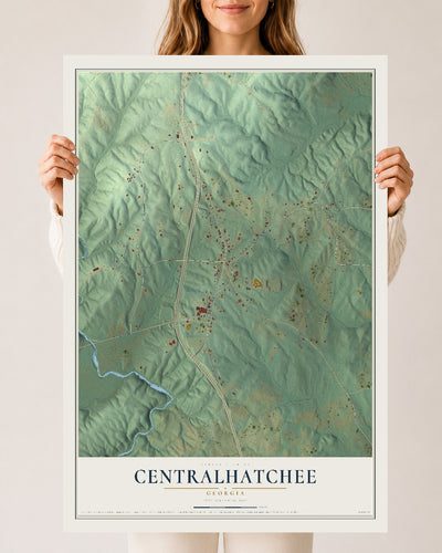 Centralhatchee, Georgia map print, 24" x 36" Archival Matte Print mockup
