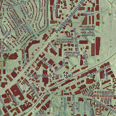 Close-up 1 of the Chamblee, Georgia map artwork