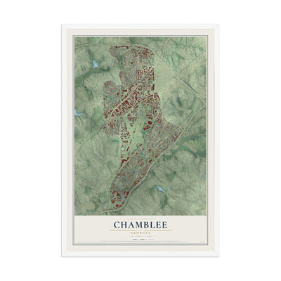 Chamblee, Georgia map print, 12" x 18" W/ White Ayous Wood Frame mockup